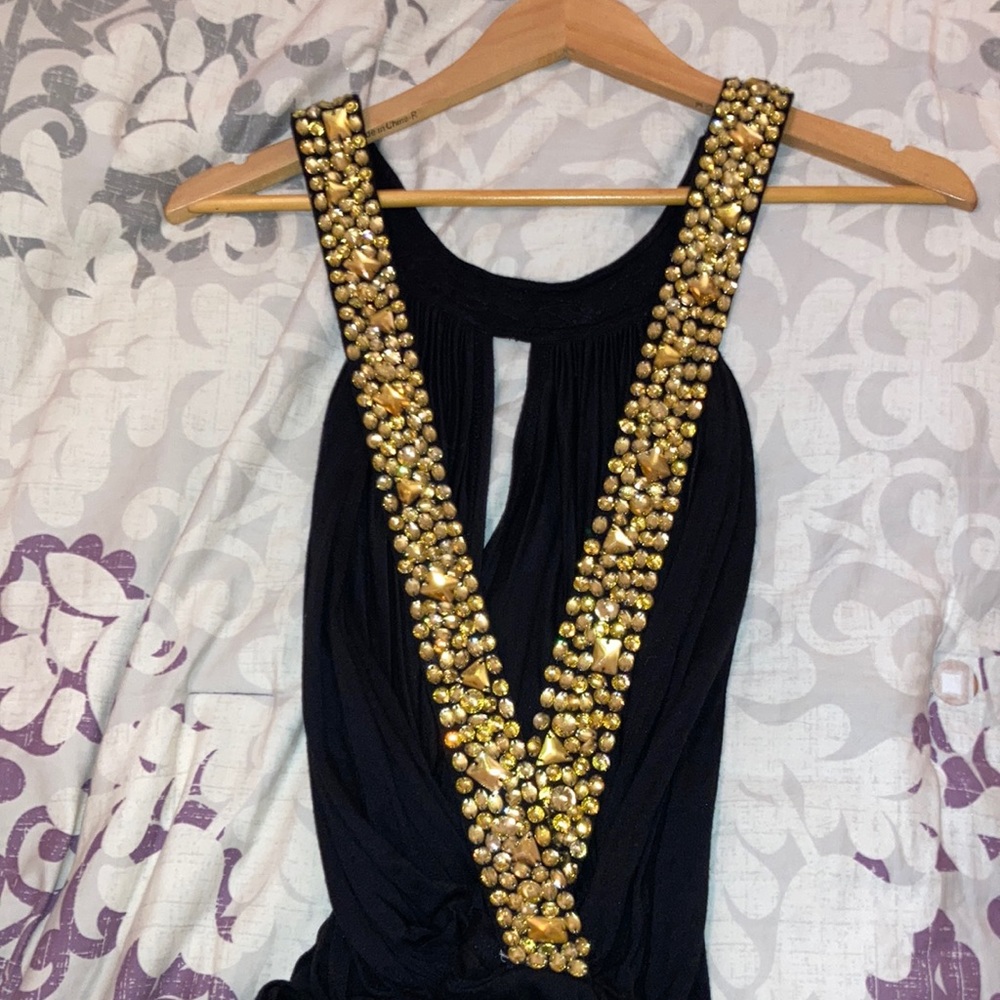 SILVER DAGGER Gold Sequin Beaded Rhinestone Dress ⭐️SALE⭐️